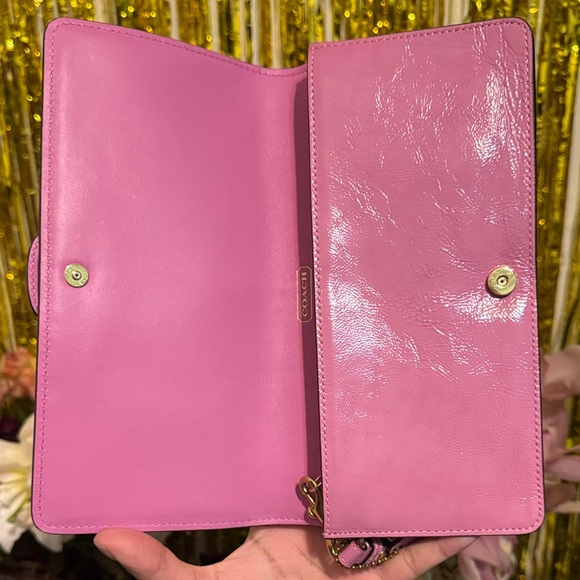 Coach y2k Bleecker patent pink Leather Wristlet with Gold Buckle - Picture 7 of 9